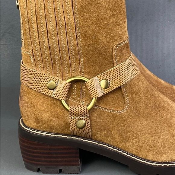 Donald Pliner leather suede Women MAI Saddle Bootie shoes size 8 - Picture 2 of 11